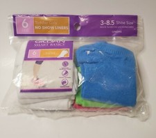 Hanes 6-Pack Toddler No Show Liners Socks - Shoe Size Girls 3 - 8.5, Multicolor