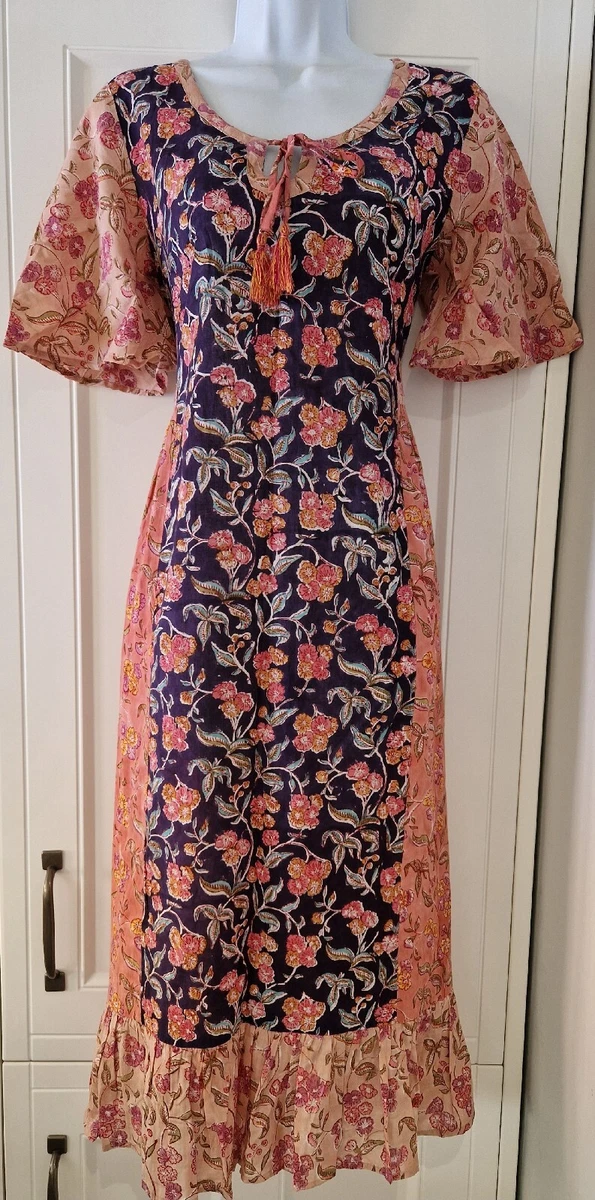 Womens East With Fabindia Multicolour Hand Block Indian Cotton