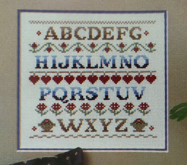 Cross Stitch Pattern ALPHABET SAMPLER Traditional ABC Flowers Hearts Basket - Image 3 of 4