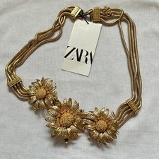 New Zara Metallic Gold Daisy Belt 4736/163 Size 30 32