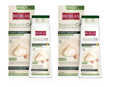 Bioblas Knoblauch Shampoo 2x500 ml, Geruchlos, Anti Haarausfall Frauen & Männer