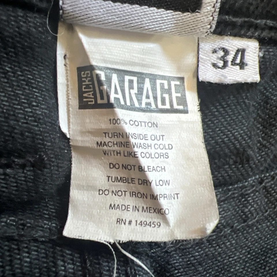 Pantalones de mezclilla Garage negros holgados anchos para hombre 34 patinadores hip hop puños Jacks RARO USADO EN EXCELENTE ESTADO Foto 3 de 4