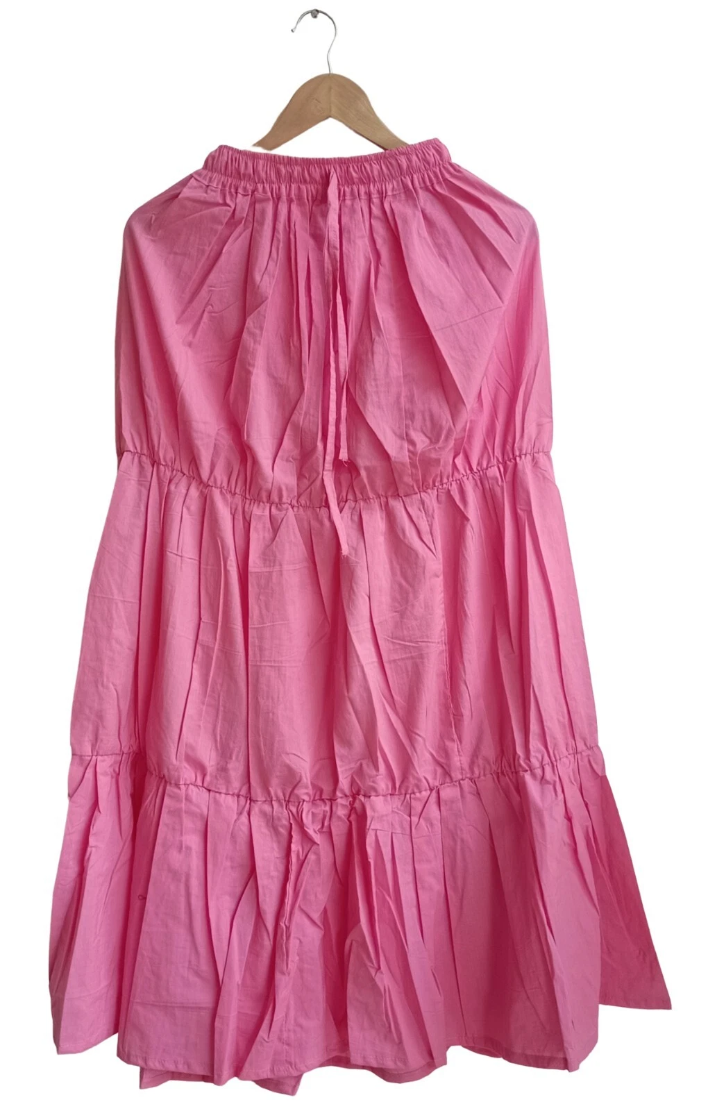Indian Baby Pink Plain Frill Cotton Skirt Long Skirt Free Size Beach Wear AU