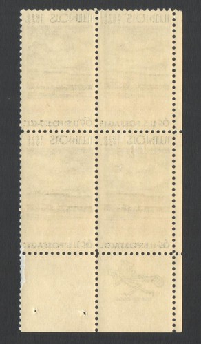 Unused US Postage Block 6 Cent Stamps ILLINOIS 1818-1968 - Picture 2 of 2