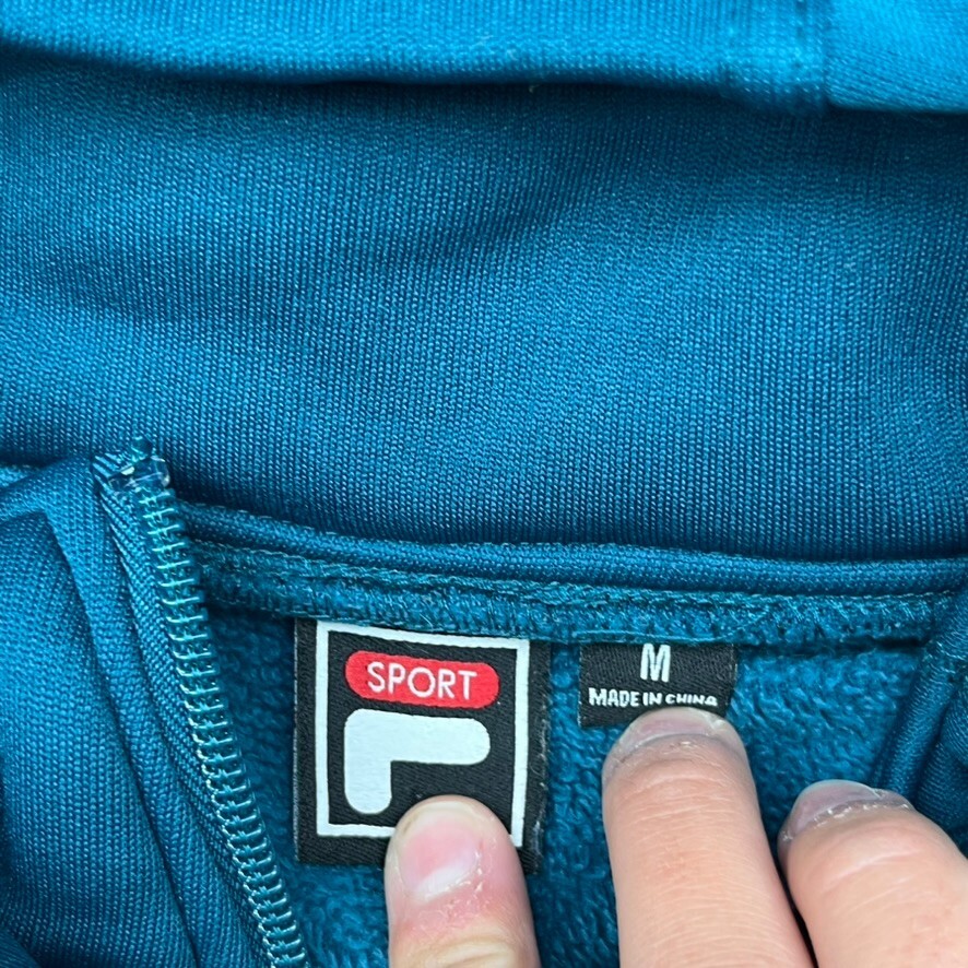 Giacca donna Fila Sport Teal Puffer con cappuccio e zip intera taglia media