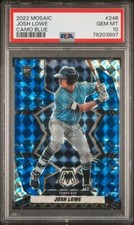 2022 Panini Mosaic #246 Josh Lowe RC PSA 10 Camo Blue Prizm TB Rays Rookie