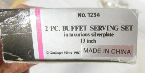 Godinger Silverplate 2 piezas Juego de Porciones Buffet Cuchara Tenedor Cuchara 13 Pulgadas #1234 Sin usar y en Caja - Imagen 10 de 10