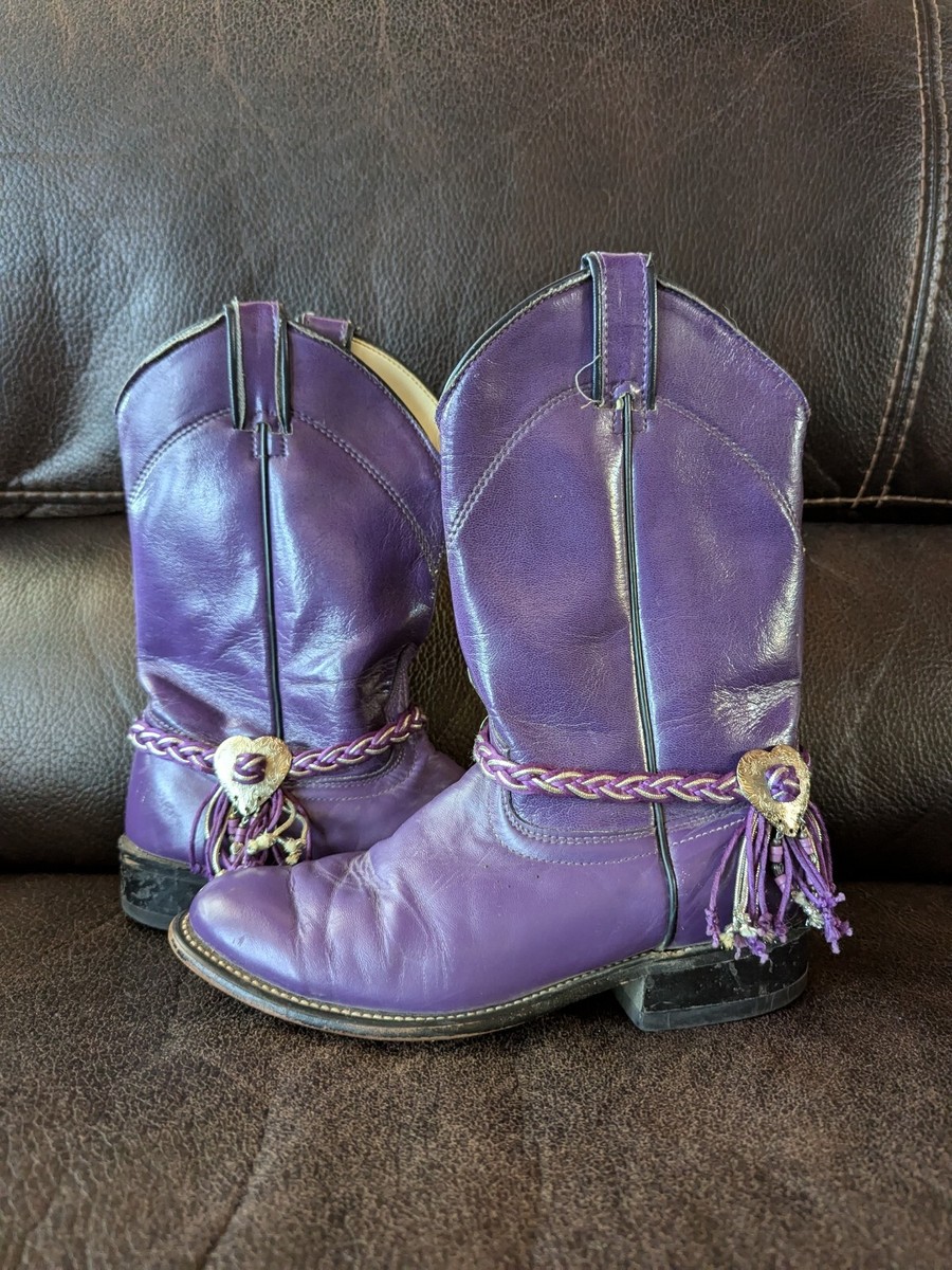Laredo Womens Sz 7½M PURPLE Leather Roper Cowboy Western Boots