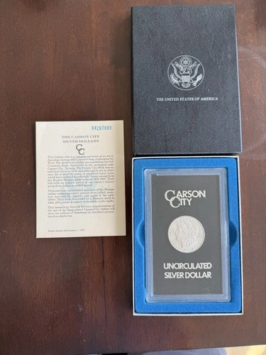 Carson City Uncirculated Morgan Silver Dollar with U.S. Mint Box & Certificate 1