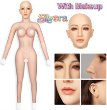 Full Silicone Bodysuit Breast Form Head Mask Full Face Disguise Crossdresser