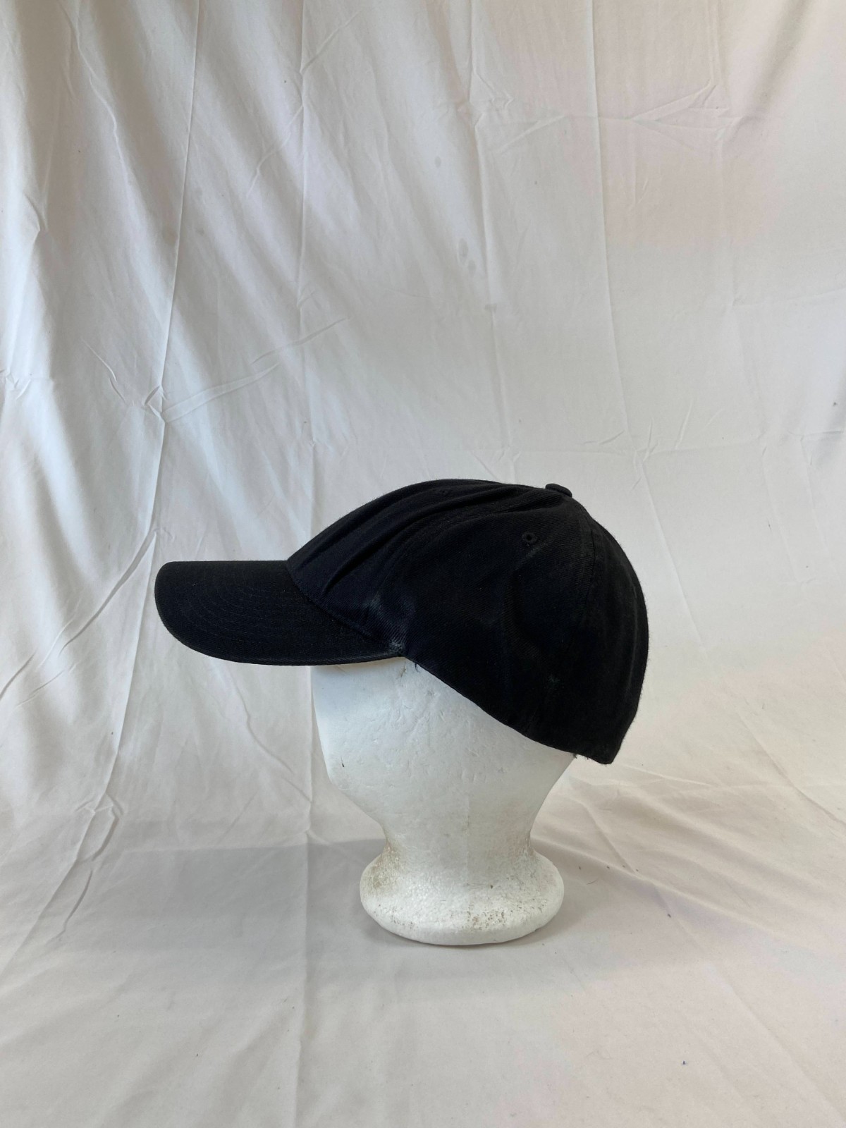 Black Solid Baseball Cap Fitted Hat Sports FlexFi… - image 3