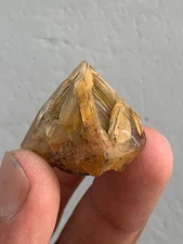 14 Grams pyramid shaped window quartz crystal Golden Clay Included Crystal