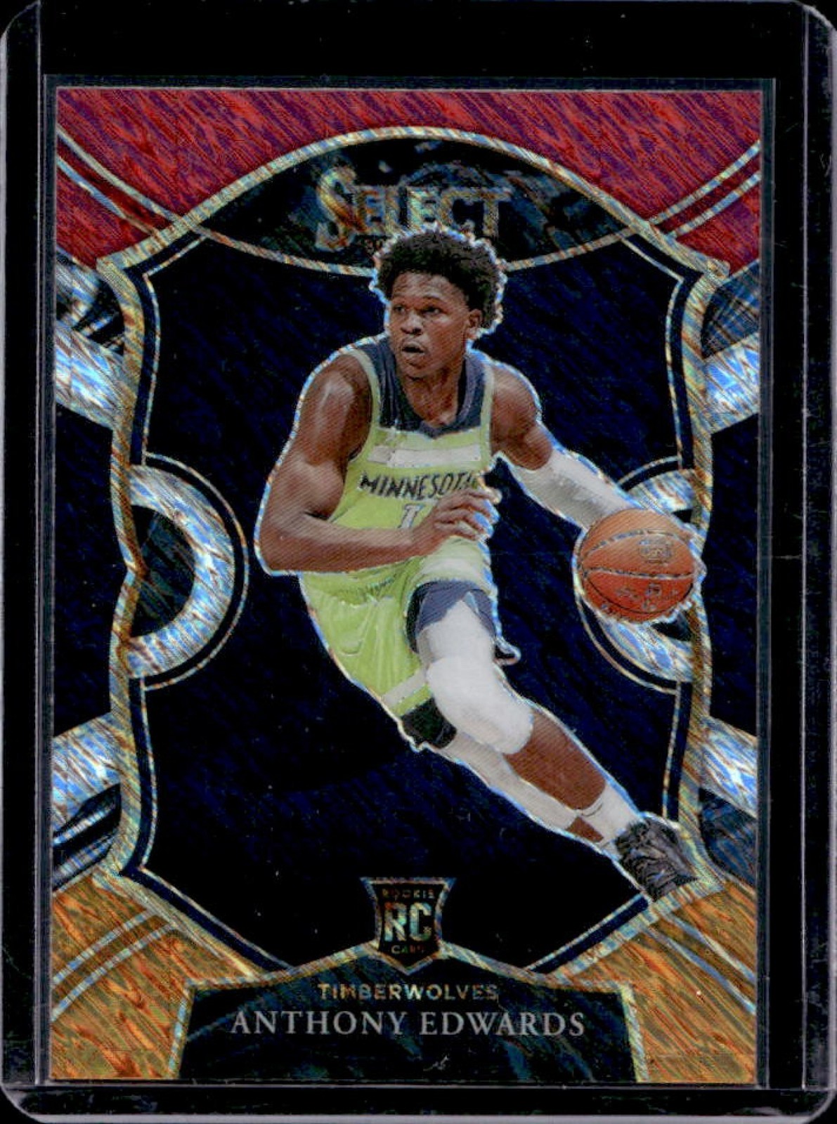 2020-21 Select Anthony Edwards RC Red White Orange Shimmer Concourse #61