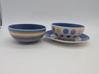 Whittard 2 Bowls & Plate Dots Stripes Surface Scratches