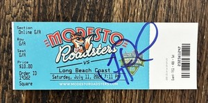 Troy Percival Long Beach Coast Signed Ticket Stub MLB Pioneer League
