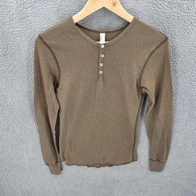 American Apparel Shirt Mens Medium Brown Thermal Waffle Henley Dexter Kill Shirt - Image 1 of 4