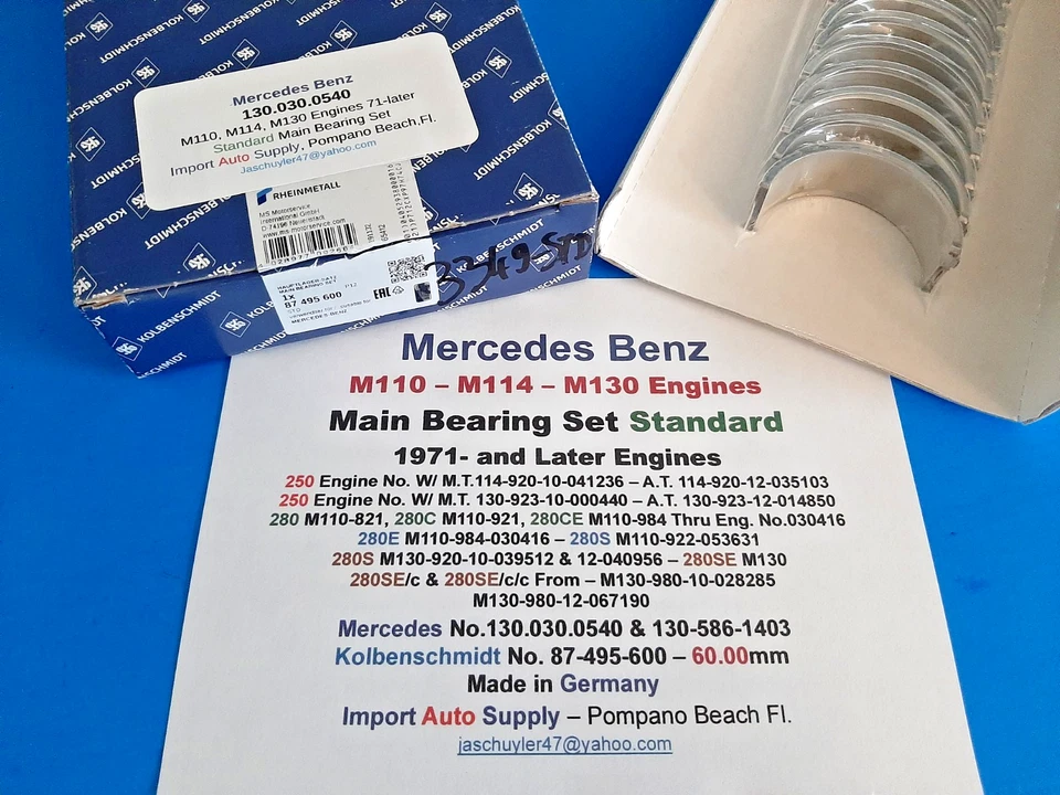 Mercedes Benz M110,M114, M130 71-Later 250, 280, 280C, 280CE, 280E, 280S, 280SE Foto 2 de 4