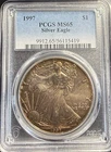 1997 American Silver Eagle $1 PCGS MS65 Toning