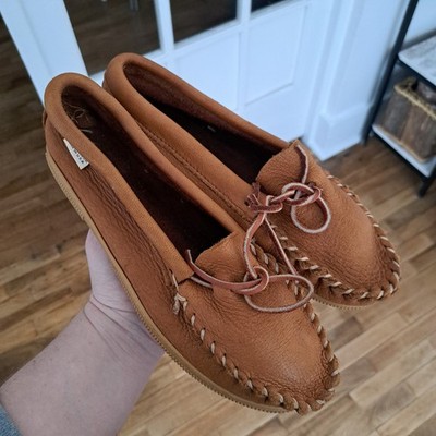 Vintage Adirondack Brown Moose Suede Leather Loafer Shoes Moccasins Mens 8 USA