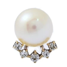 agete Agate Single Akoya Pearl/Japan Pearl/Cultivated Pearl Diamond Earrings...