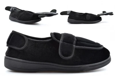 Mens Diabetic Slippers Mens Wide Fit Slippers Wide Open Memory Foam Touch Fasten - Image 1 of 4