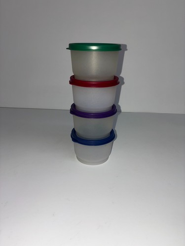 Set of 4 Tupperware 4 oz Sheer Snack Cups #1229-36 Seal/Lids #297-42