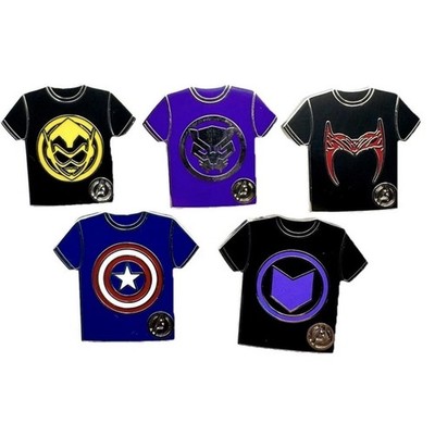 Disney World Avengers  T-Shirt  Hidden Disney 5 Pin Set 2024 Marvel No Chaser