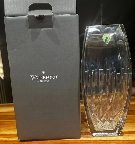 Vintage Discontinued Waterford Crystal 10” Lismore Square Vase Ireland Glass