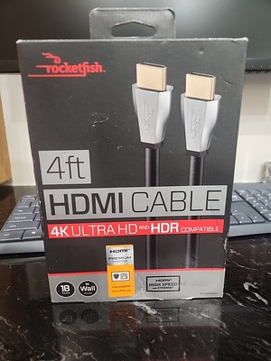 NEW! Rocketfish  4ft. 4K Ultra HD PremiumHDMI Cable - Black