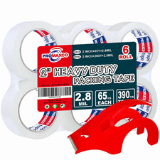Heavy Duty Packing Tape with Dispenser, 1.88 Inch X 65Y, 6 Rolls 1 Dispenser I