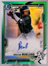 2021 Bowman Chrome Brayan Buelvas Chrome Prospect Autographs Green Refractor /99