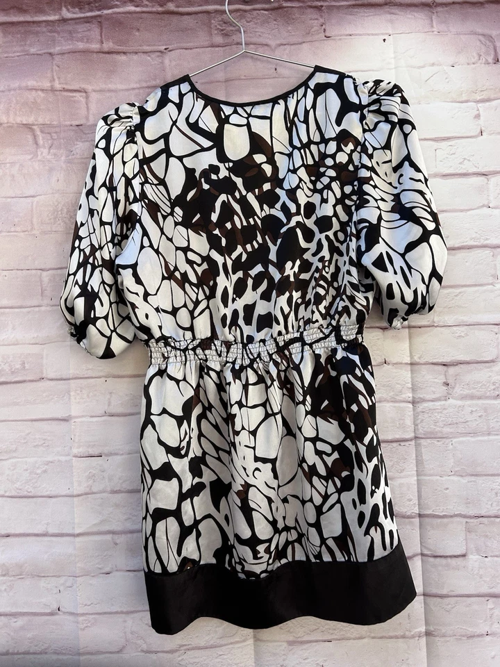 Blusa túnica BCBG MAXAZRIA para mujer Babydoll satinado con volantes cuello en V Y2K talla M Foto 3 de 4