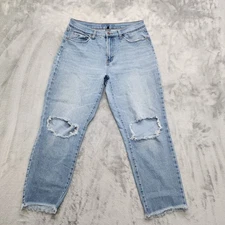 Rewash Jeans Womens 9/29 Blue Distressed High Rise Stretch Denim Crop Ankle Mom