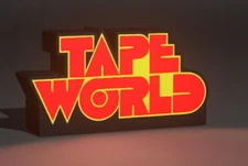 Tape World Record Store 90s 3D Printed LED Light-Up Sign 9" Retro Decor Lamp 
