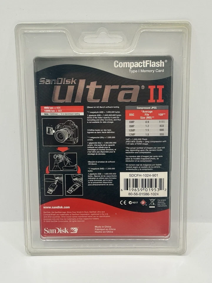 Brand NEW Sandisk Ultra II 1.0GB CompactFlash type I memory card SDCFH-1024-901 - Image 2 of 2