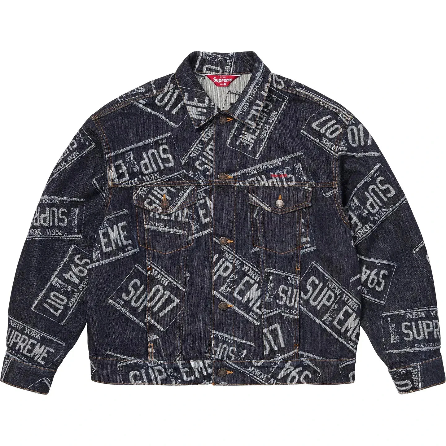 769874 Supreme Denim Trucker Jacket License Plate