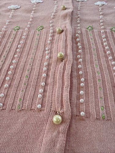 Storybook Knits Pink White Floral Blooms Long Sleeve Cardigan Sweater 2X NWT - Picture 8 of 15