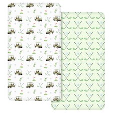 52x28 Inch Golf Baby Crib Fitted Sheet Sport Themed Stretchy Mattress 2 PCS
