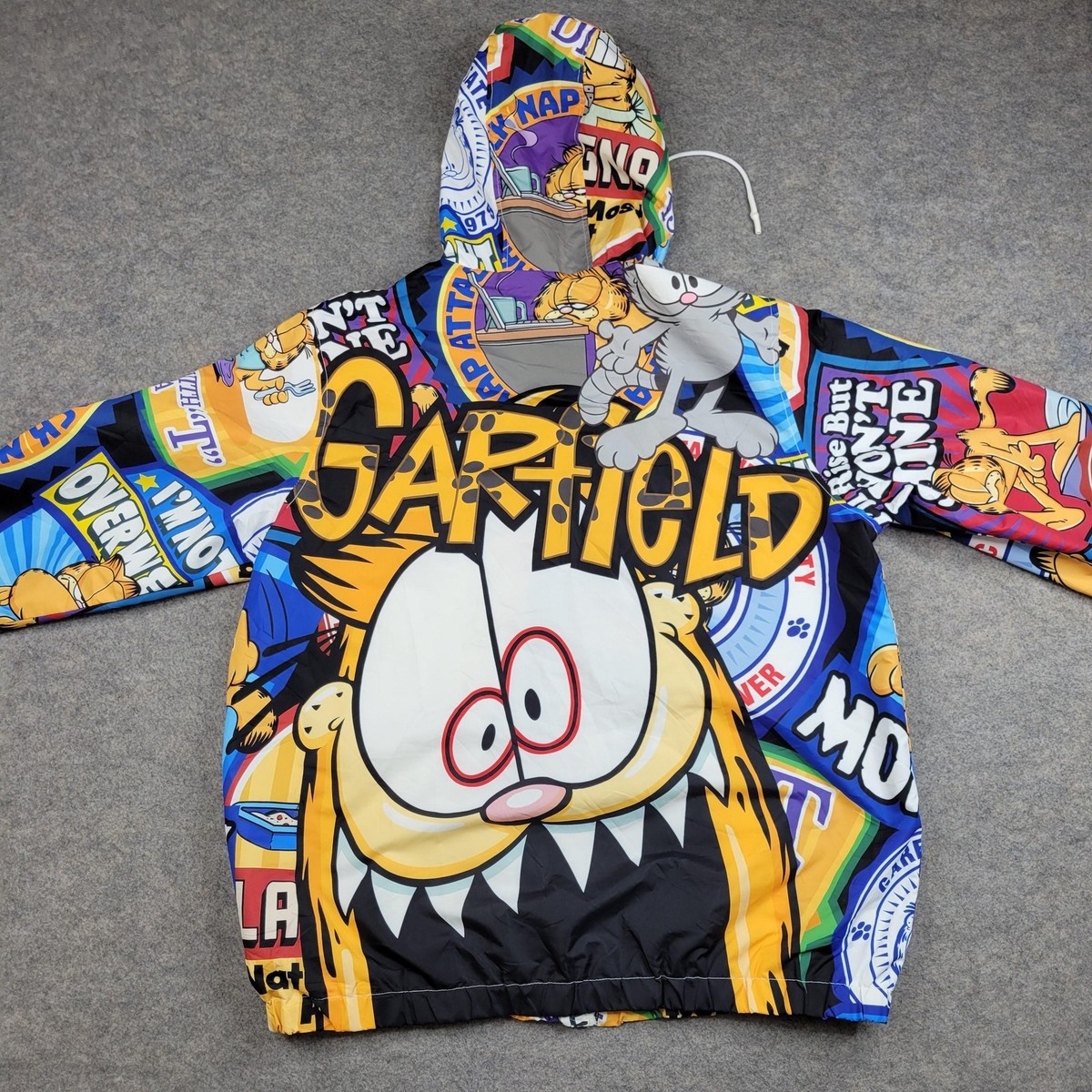 Members Only Jacket Mens Large Multicolor Garfield Hooded