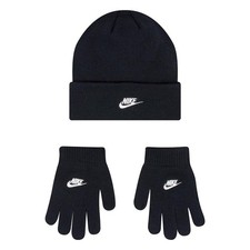 NWT Nike Futura Beanie Gloves Set, Black,Big Kids
