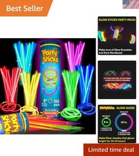 Glow Sticks Bulk Party Favors 100pk - 8" Glow in the Dark Party Supplies Ligh..
