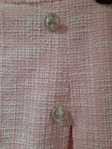 New Love Tree Mini Skort Size Juniors Large Pink White Silver Fancy Buttons Zip - Picture 2 of 8