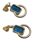 DIVINE Huge Vintage SELRO Emerald Cut Blue Rhinestone Chunky Bracelet & Earrings — photo 4