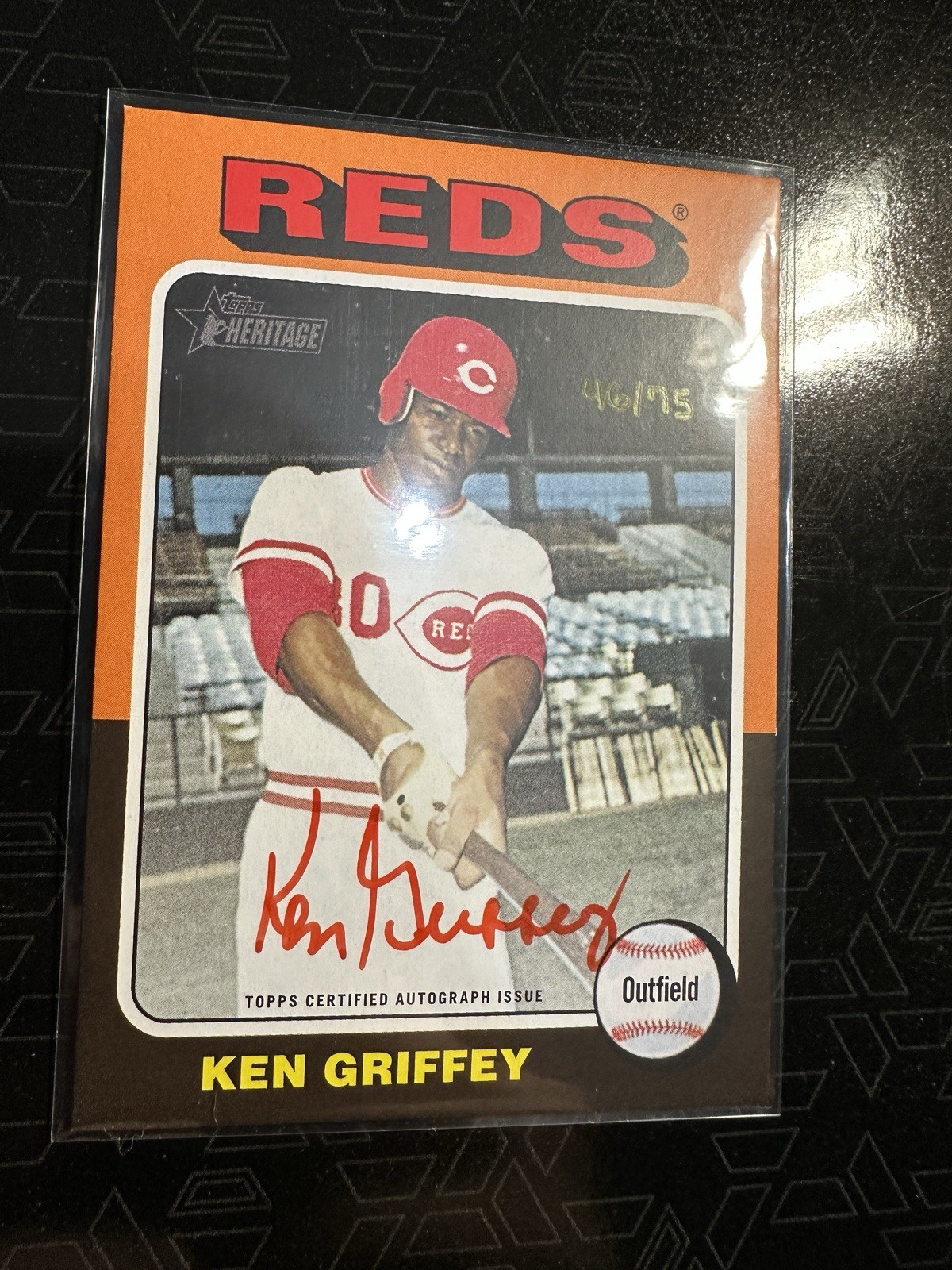 2024 Topps Heritage High Number Ken Griffey Real One RED INK Auto 46/75 #ROA-KG