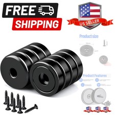 8 Pack Strong Neodymium Cup Magnets 22LBS, Black Round Base Cup Magnets with ...