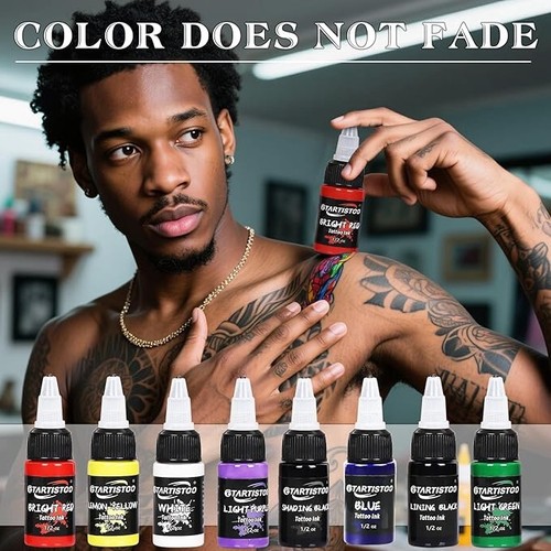 8 x 15ml Base Colours Professional All Purpose Tattoo Ink Set Permanent Kit - Picture 6 of 6