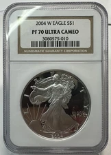 2004-W  $1  PROOF AMERICAN SILVER EAGLE (Brown Label) NGC PF 69 UCAM