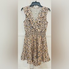 Sadie & Sage blush pink leopard print ruffle shoulder sleeveless dress Large