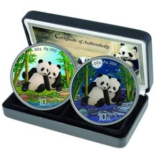 Chiny Panda 2026 2 x 30 gramów srebrny kolor dzień i noc
