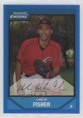 2007 Bowman Chrome Prospects Blue Refractor 106/150 Carlos Fisher #BC115 sh7